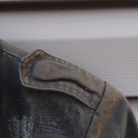 See You Monday Sz S Military Army Green Denim Jack - Picture 11 of 13